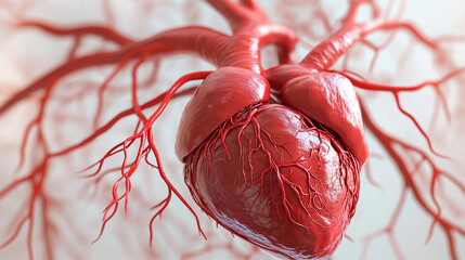 Aufkleber - Human heart beating and pumping blood through arteries