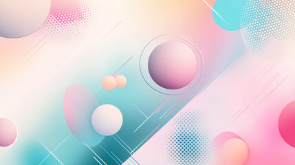 Poster - Abstract modern pastel colors background with 3d balls and geometric shapes
