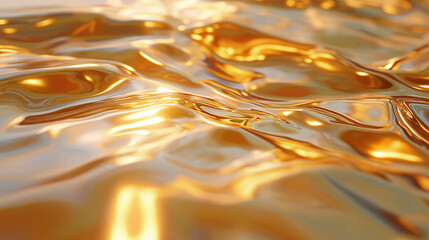 Poster - Abstract golden liquid surface is flowing and reflecting light