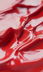 Poster - Abstract Red Liquid Swirling Closeup Texture