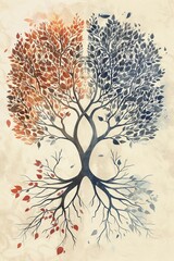 Sticker - A simple book cover, of two intertwined trees with their branches and roots intricately connected, symbolizing a lifelong bond