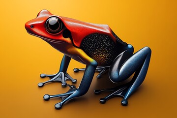 Poster - Minimalist illustration of a vibrant frog, using simple shapes and bold colors to depict its colorful body against a clean background.