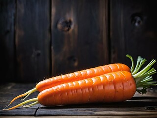 fresh carrots in rustic background