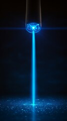 Sticker - Abstract blue laser beam light shining from futuristic technology device