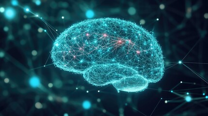 Poster - Human brain showing Intelligent thinking processing through the concept of a neural network
