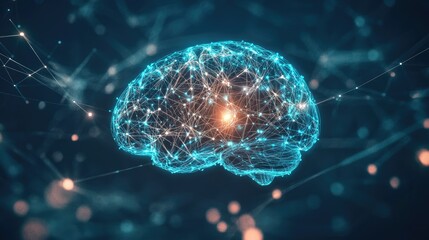Poster - Human brain showing Intelligent thinking processing through the concept of a neural network