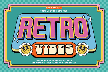 Aufkleber - Editable retro music text effect 3d cartoon style. Editable text effect vintage music template vector style