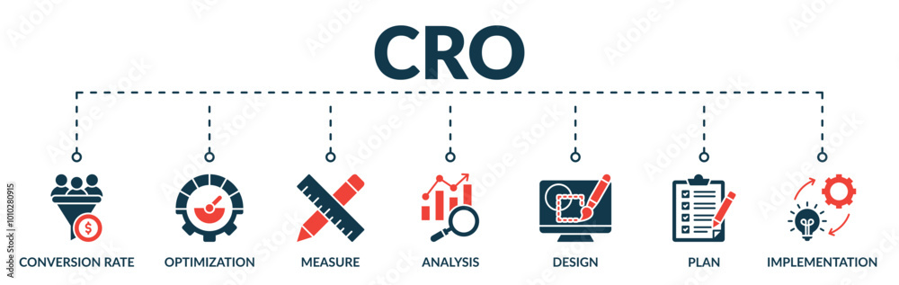 Banner of cro (conversion rate optimization) web vector illustration ...