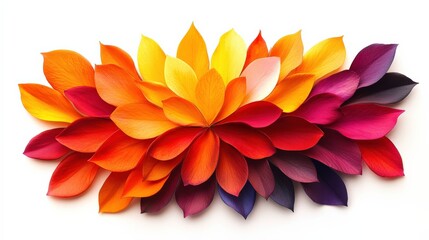 Wall Mural - Colorful layered petals forming a floral design, white isolate background.