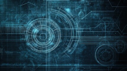Aufkleber - Technical blueprints in abstract innovation
