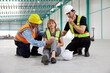 © offsuperphoto - senior worker fall down on the floor with hurting knee and coworker helping her in the factory