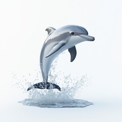 Dolphin Leaping Out of Water with Splash  Ocean Wildlife