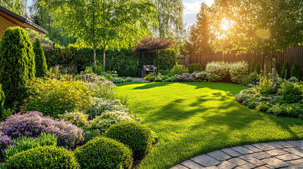 Canvas Print - Beautiful spring, summer garden in full bloom.