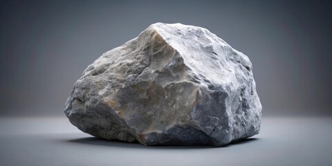 Canvas Print - A large grey rock sitting on a solitary grey background , rock, solitary, isolated, grey, background, stone, nature, natural, outdoor