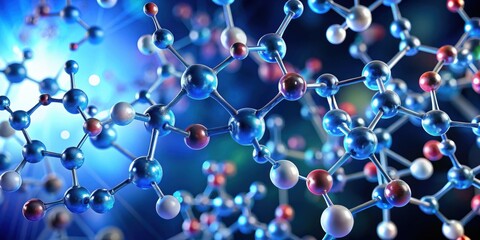 Poster - Abstract  of a complex molecule structure, science, medicine, chemistry, research, technology, molecular, biology, organic