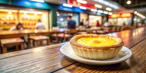 Poster - Freshly baked egg tart in a Hong Kong style restaurant, egg tart, pastry, dessert, Hong Kong, sweet, bakery