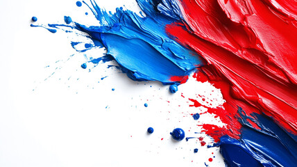 Wall Mural - Red and blue paint splashes isolated on white background