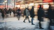 © Canities - Blurred City Street Crowd in Winter Abstract Motion People Walking Urban Lifestyle