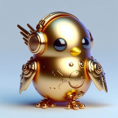 Canvas Print - a cute, cool and hip gold shinny metallic futuristic chick