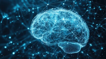 Poster - Human brain showing Intelligent thinking processing through the concept of a neural network