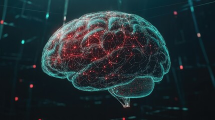 Poster - Human brain showing Intelligent thinking processing through the concept of a neural network
