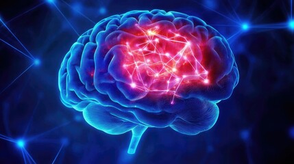 Poster - Human brain showing Intelligent thinking processing through the concept of a neural network
