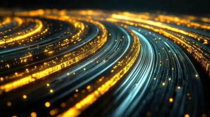 Aufkleber - Fiber optic cables glowing, enhancing connectivity in a futuristic city