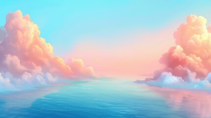 Canvas Print - Experience the tranquil beauty of twilight as the sky fills with colorful cirrus clouds, casting a serene atmosphere in nature.