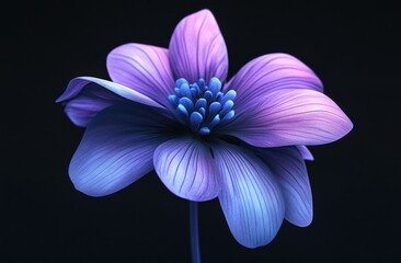 Wall Mural - Close-Up of a Delicate Purple Flower with Blue Center