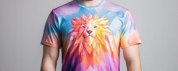 Poster - Geometric Lion T-shirt Design.