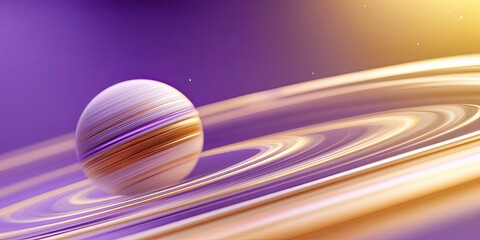 Close-up of purple and gold striped planets floating in space