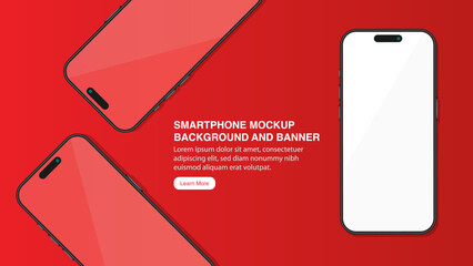 Poster - Realistic Smartphone Mockup Background and Banner: 3D Smart Mobile Phone Template for Business Leaflets and Presentations. Perfect for UI/UX Showcases with High-Quality Smartphone Mockups.