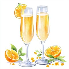 Refreshing orange mimosas in elegant glasses