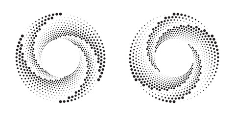 Aufkleber - Halftone circular frame logo set. Circle dots isolated on the white background. Fabric design element. Halftone circle dots texture. Vector design element for various purposes.	