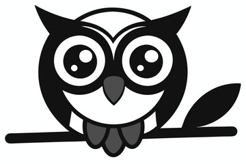 Wall Mural - logo featuring a happy owl perched on a branch E.eps