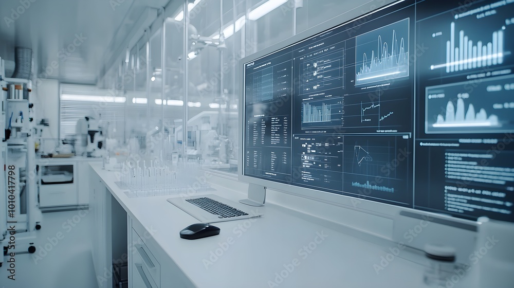 Stock-Illustration „AI-powered dashboard in a clean, white high-tech ...