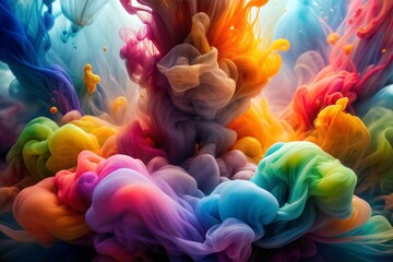Wall Mural - vibrant ink swirls in water mesmerizing abstract image
