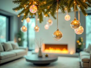 Elegant living room with holiday ornaments