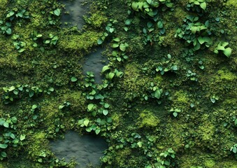 Moss Mossy Stone Rock Wall Ground Seamless Tile Texture Pattern Tiled Repeatable Tessellation Background Image	
