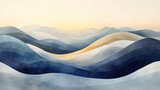 Abstrakcyjne tło do projektu trendy 2025, fale góry w kolorze niebieskim i beżowym, generative ai
