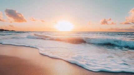 Sticker - Serene Sunset Over Tranquil Ocean Waves