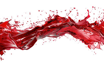 Poster - Vivid Red Wave Pattern of Fluid Dynamics