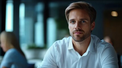 Canvas Print - Portrait of a Young Man in a White Shirt