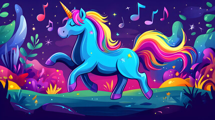 Poster - Magical Unicorn Gallops Through a Dreamy Landscape