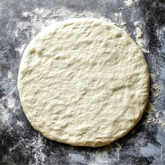 fresh pizza base dough thin, smooth and elastic, perfect form, pizza drying rack , top view