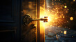 © john - Magical key opening door to dimension of light with golden light, magic, key, door, dimension, light, golden, mystical