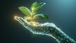 © Nejron Photo - Futuristic hand with plant and luminous network