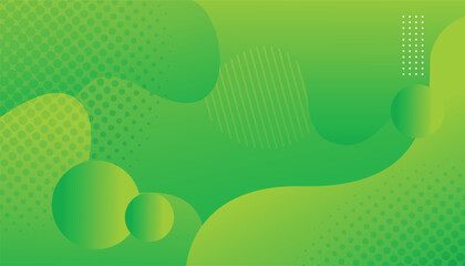 Fototapete - Green geometric shapes background. fluid shapes composition. cool background design for flyer, poster, brochure, cover. wave shape, circle and halftone. vector illustration