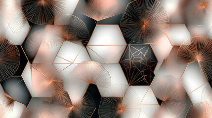 Sticker - Abstract Geometric Pattern with Copper Lines and White Background