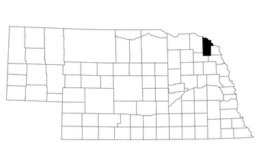 Map of Dixon County in Nebraska state on white background. single County map highlighted by black colour on Nebraska map. UNITED STATES, US